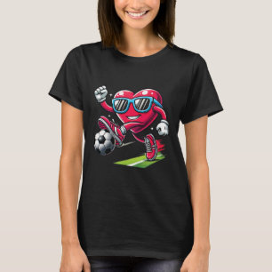 Camiseta Coração Engraçado Jogando Futebol Amantes Meninos