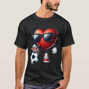 Camiseta Coração Engraçado Jogando Futebol Dia dos Namorado