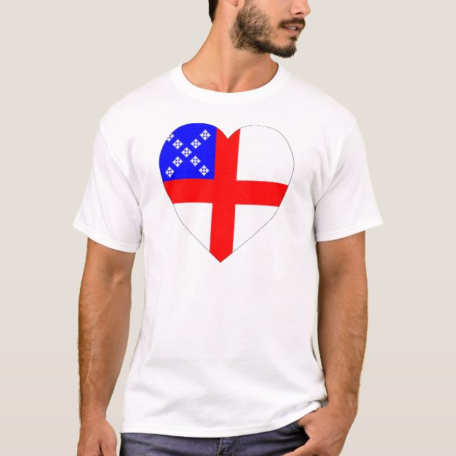Camiseta Coração episcopal da bandeira (Frente)