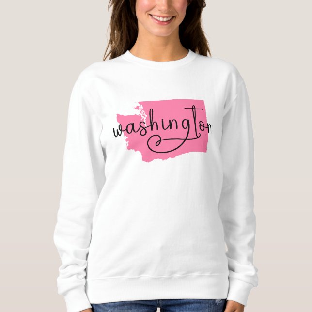 Camiseta Coração Escrito à Mão Washington em Rosa (Frente)
