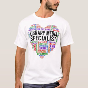 Camiseta Coração Especialista de Mídia de Biblioteca