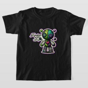 Camiseta Coração Estranho e Incomum Verde Roxo Urso Vodu