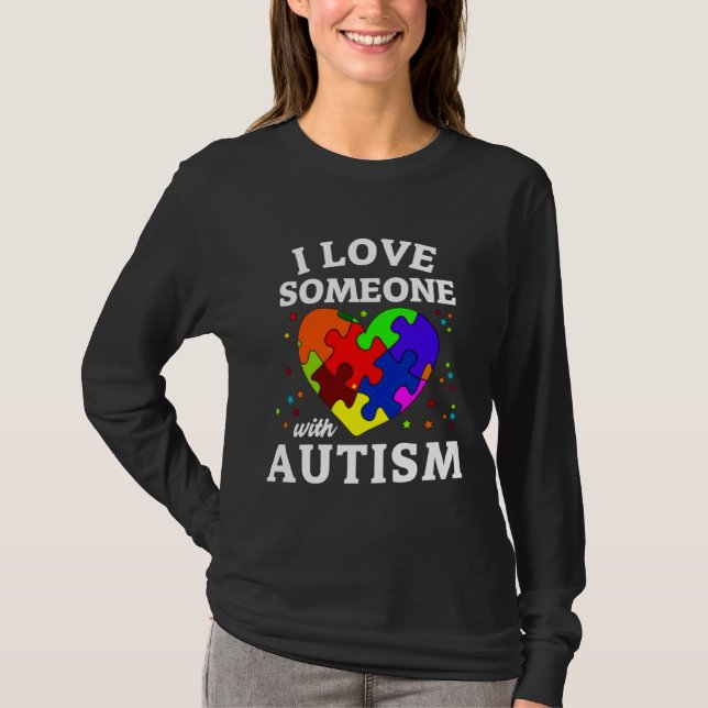 Camiseta Coração Eu Amo Alguém Com Autismo (Frente)