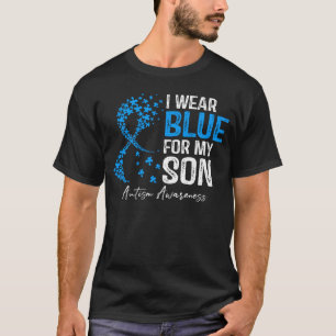 Camiseta Coração Eu Uso Azul Pelo Meu Filho Conscientização