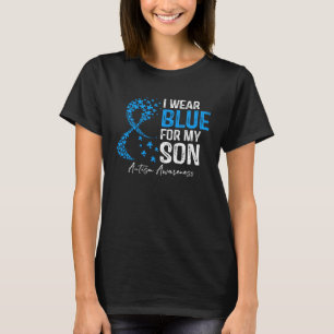 Camiseta Coração Eu Visto Azul Para O Meu Filho Autismo Mon