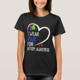 Camiseta Coração Eu Visto Azul Por Consciência Autista Pai 
