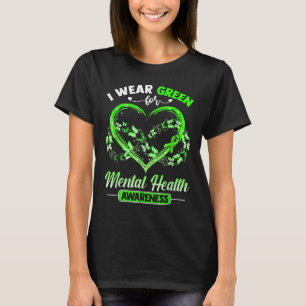 Camiseta Coração Eu Visto Verde Para Mão Consciência Da Saú