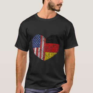 Camiseta Coração EUA Alemanha - Dupla Cidadania