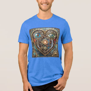 Camiseta Coração Excêntrico Steampunk Eu Vejo Você Eu Amo V