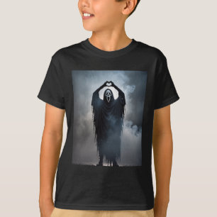 Camiseta Coração Fantasma Mãos Assustadas Rosto Horror Post