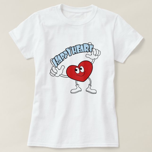 Camiseta Coração Feliz – Design de Amor de Desenho (Frente do Design)