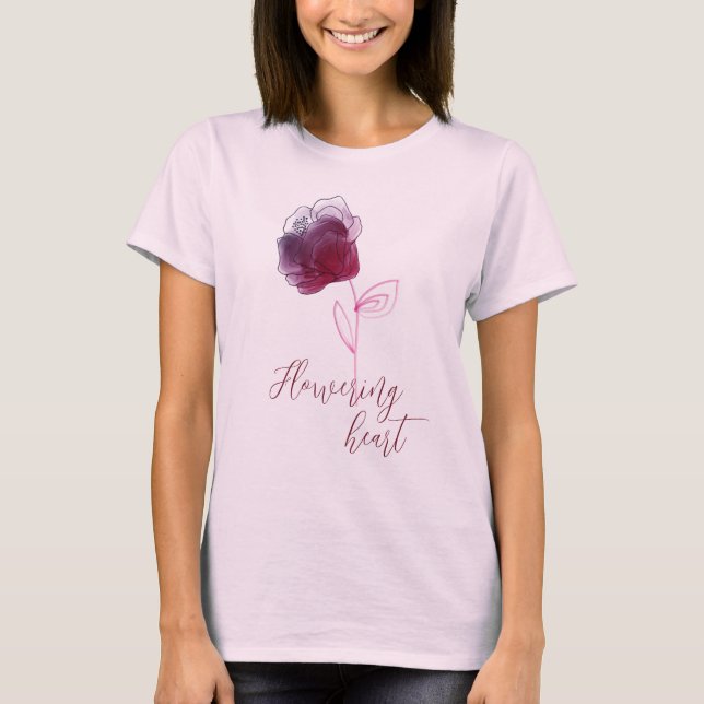 Camiseta Coração Flor Vermelho (Frente)