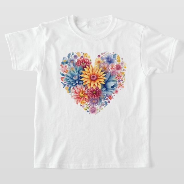 Camiseta Coração Floral (Postura )