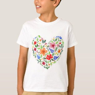 Camiseta Coração Floral