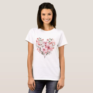Camiseta Coração Floral Amoroso