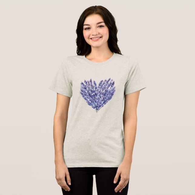Camiseta Coração Floral de Lavanda (Frente Completa)