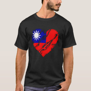 Camiseta Coração Fofo Bandeira de Taiwan Eu Amo Taiwan Tai