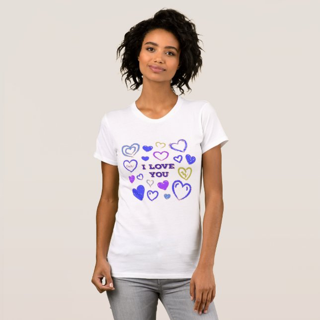 Camiseta Coração Fofo Desenhado à Mão (Frente Completa)