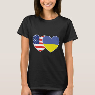 Camiseta Coração Gêmeo Bandeira Ucrânia EUA Para U