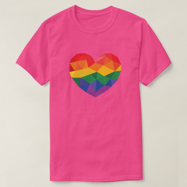 Camiseta Coração Geométrico do Orgulho LGBT (Frente do Design)