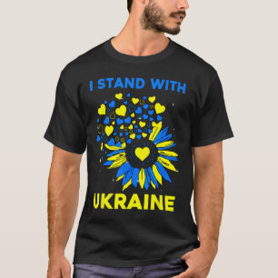 Camiseta Coração Girassol Eu Apoio a Ucrânia