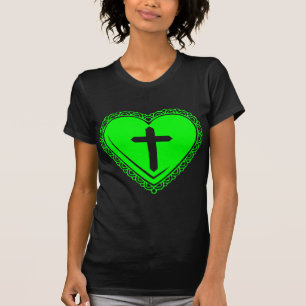 Camiseta Coração Gótico + Cruz (Preto Verde)