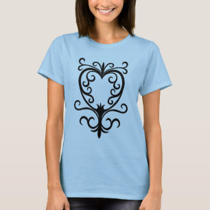 Camiseta Coração gótico do scrollwork do damasco elegant