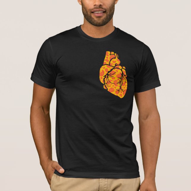 Camiseta Coração grande - crânio Paisley (Frente)