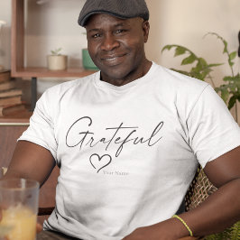 Camiseta Coração Grateful | Seu nome - Script de tinta míni