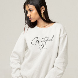 Camiseta Coração Grateful | Seu nome - Script de tinta míni
