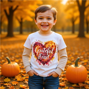 Camiseta Coração Grato Caligrafia Aquarela Crianças