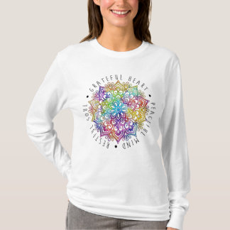 Camiseta Coração Grato Mente Pacífica Alma Tranqui