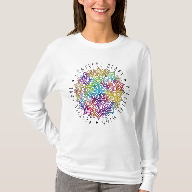 Camiseta Coração Grato Mente Pacífica Alma Tranqui (Frente)