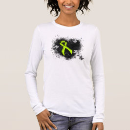 Camiseta Coração Grunge da Fita de Sensibilização do verde