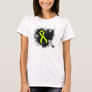 Camiseta Coração Grunge da Fita de Sensibilização do verde