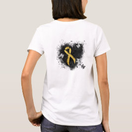 Camiseta Coração Grunge de Fita de Sensibilização Dourada