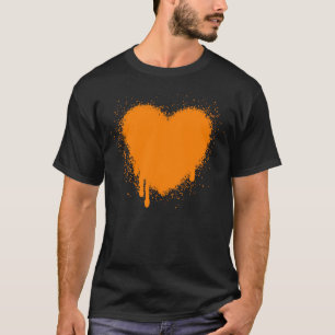 Camiseta Coração Grunge - Laranja