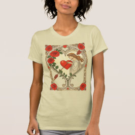 Camiseta Coração Guardado Arte Nova Romântica Vintage