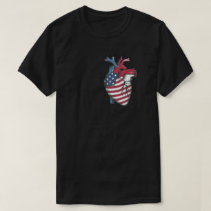 Camiseta Coração humano com veias e artérias bandeira dos E