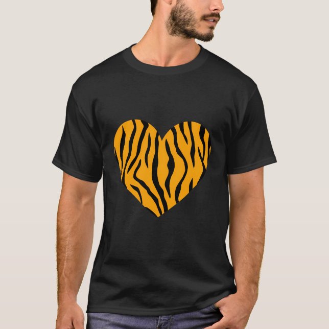 Camiseta Coração Impressão de Tigre legal (Frente)