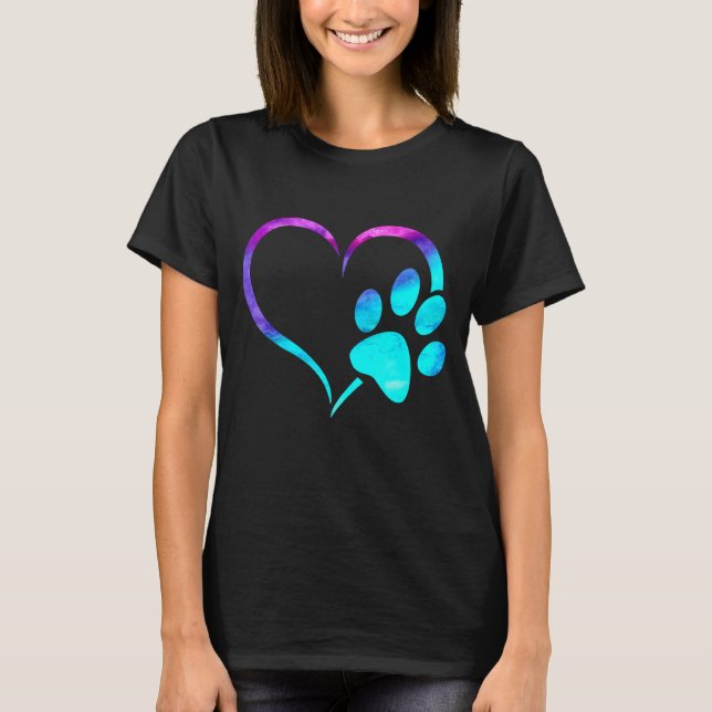 Camiseta Coração Impresso Para Cães De Turquesa Ciana Roxa (Frente)