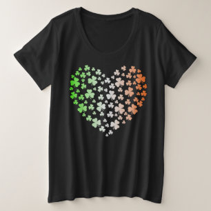 Camiseta Coração irlandês do trevo do Dia de São Patrí
