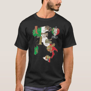 Camiseta Coração - Itália - Mapa de Sinalizador Italiano Gr