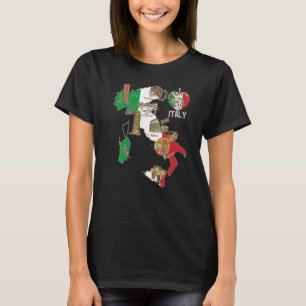 Camiseta Coração - Itália - Mapa de Sinalizador Italiano Gr