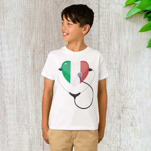 Camiseta Coração Italiano com Estetoscópio Saúde