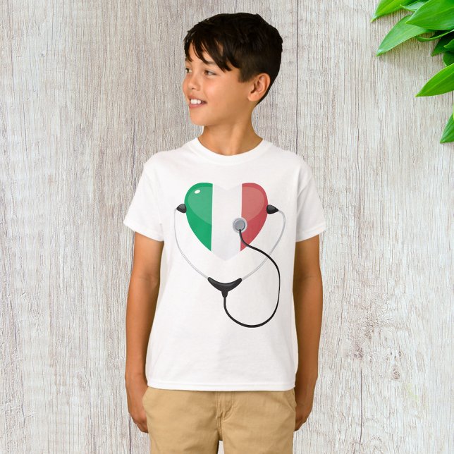Camiseta Coração Italiano com Estetoscópio Saúde (Criador carregado)