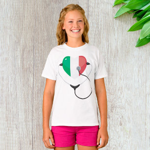 Camiseta Coração Italiano com Estetoscópio Saúde