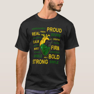Camiseta Coração jamaicano para homens e mulheres orgulhoso