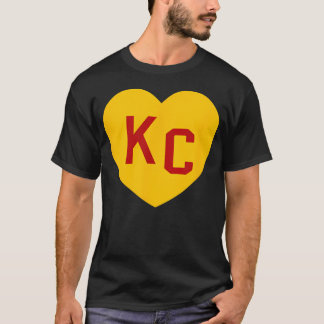 Camiseta Coração Kc Vermelho Amarelo Kc Kansas City Coraçõe