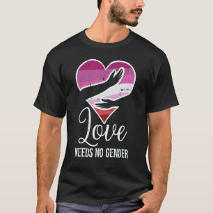Camiseta Coração Lésbica Amável Amor Não Precisa De Gênero
